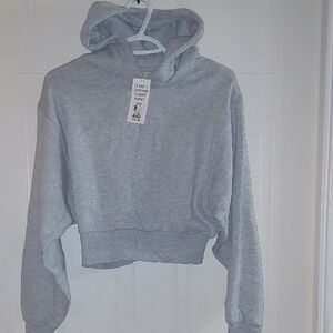 Casual Gray Women's Cropped Hoodie